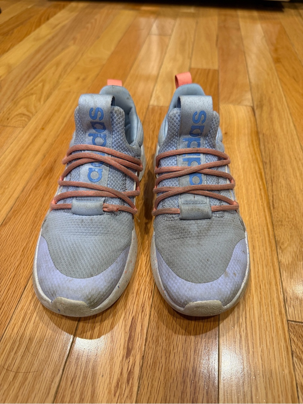 adidas Kids Light Blue Sneakers with Pink Accents